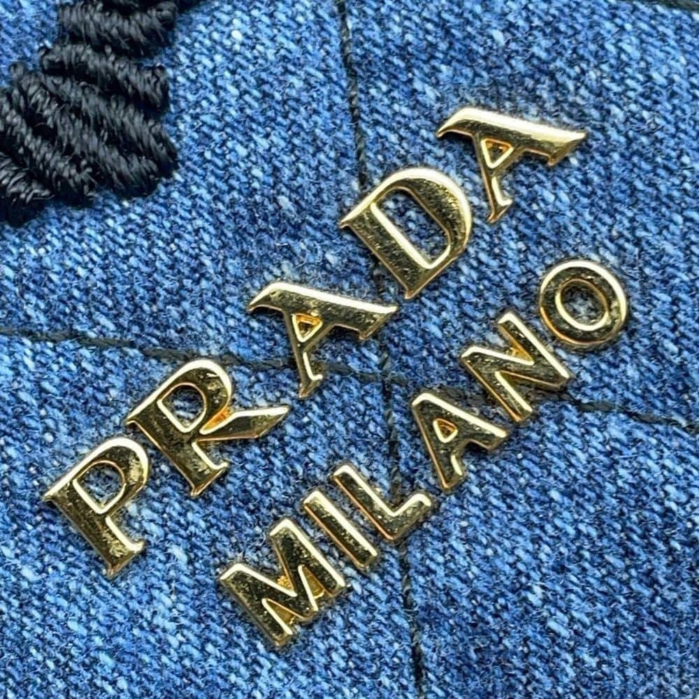 Prada Makeup Bag Drawstring Pouch Embroidered Den… - image 5